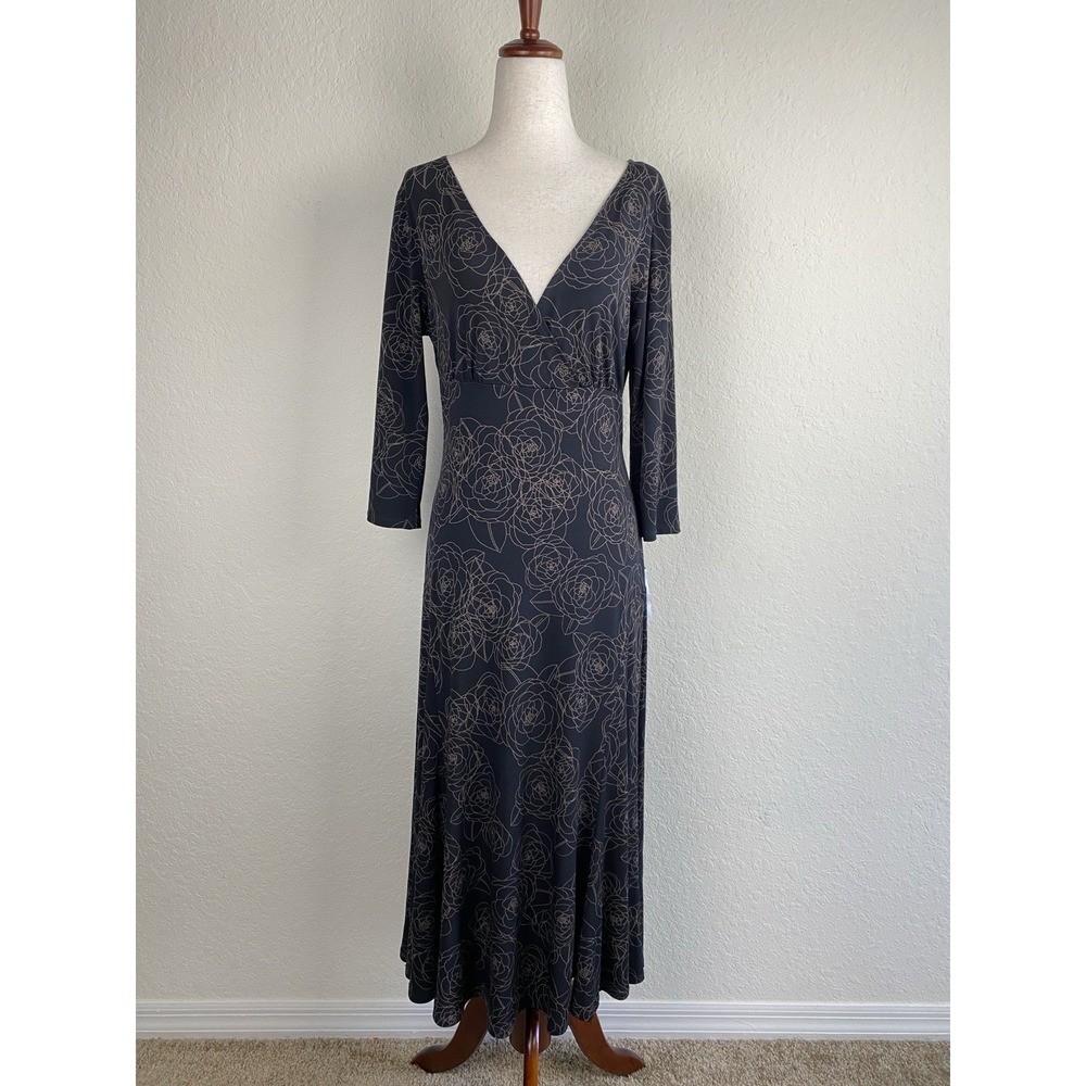 AA Studio Whimsigoth Midi Dress Size 8 Babydoll Fairy Witchy Dark Floral Brown